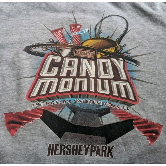 Hershey Park Candymonium Amusement Rides Full Zip Hoodie Men's Size Large Gray - Picture 8 of 11